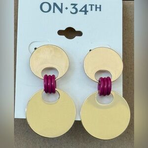 ON_34th Gold and Pink Earrings NWT